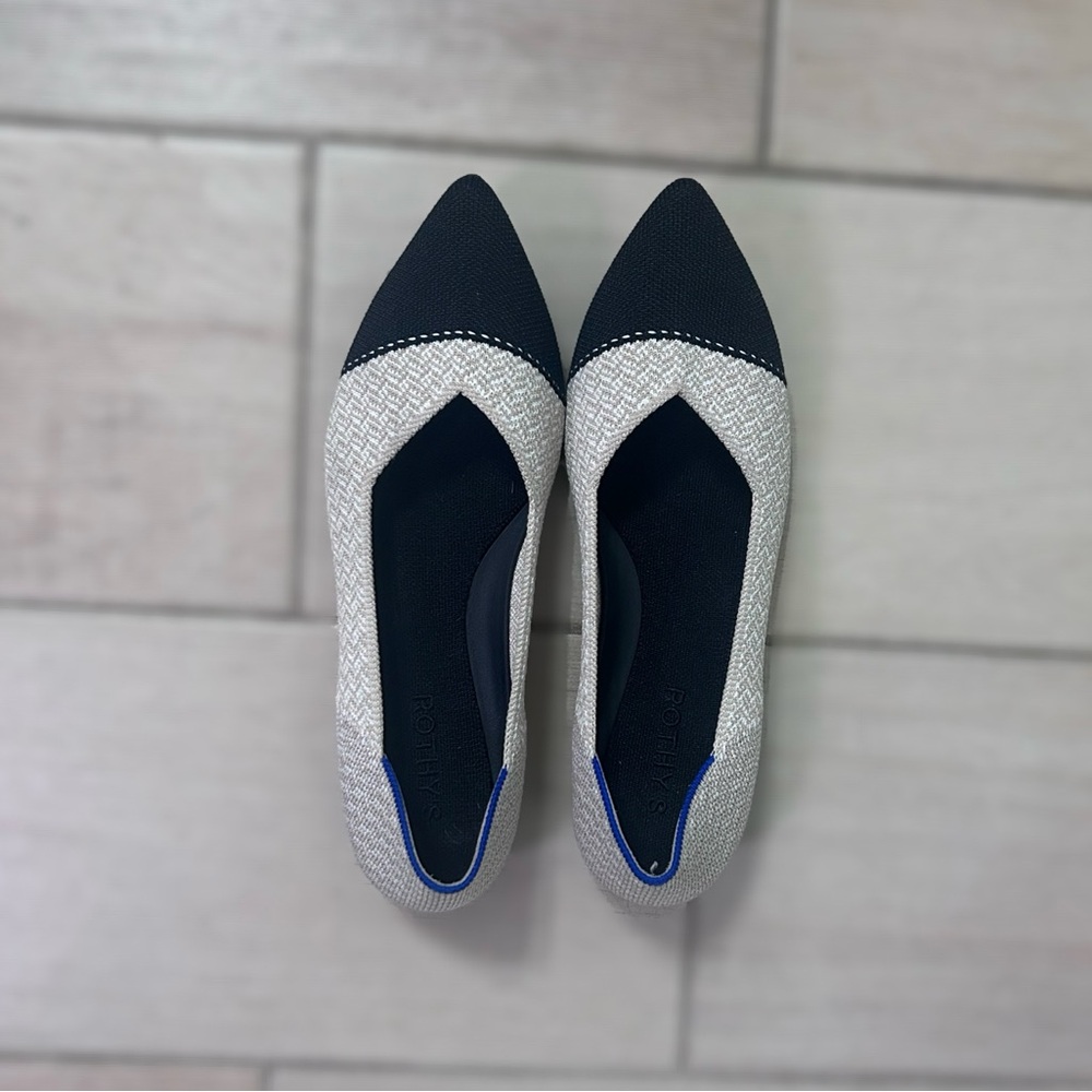 Rothy's Women's Black and White Pointed Flats